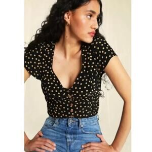 Rouje Paris Ambroise Top - Black with Gold Dots - Size 38 - Medium